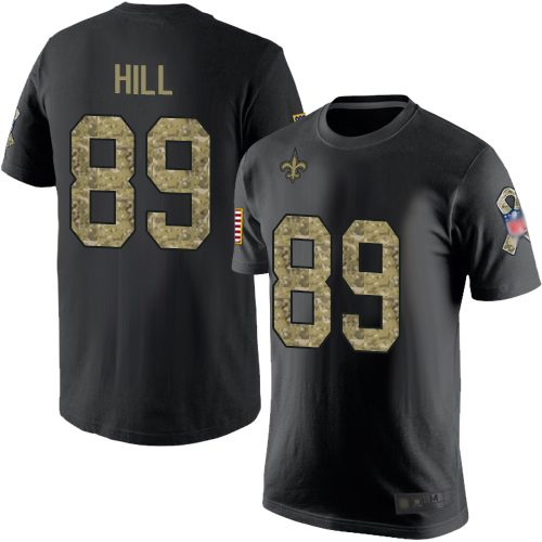 Men New Orleans Saints Black Camo Josh Hill Salute to Service NFL Football #89 T Shirt